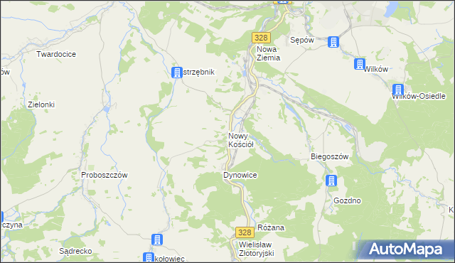 mapa Nowy Kościół, Nowy Kościół na mapie Targeo