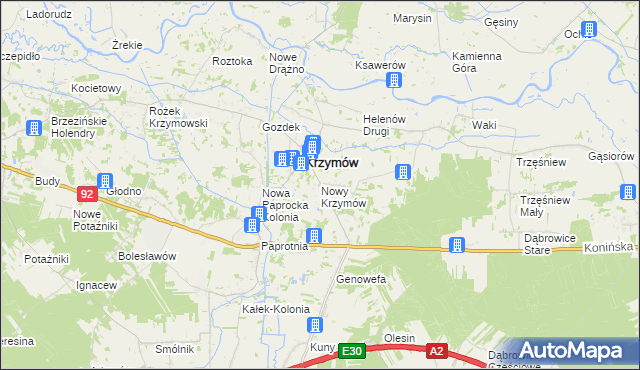 mapa Nowy Krzymów, Nowy Krzymów na mapie Targeo