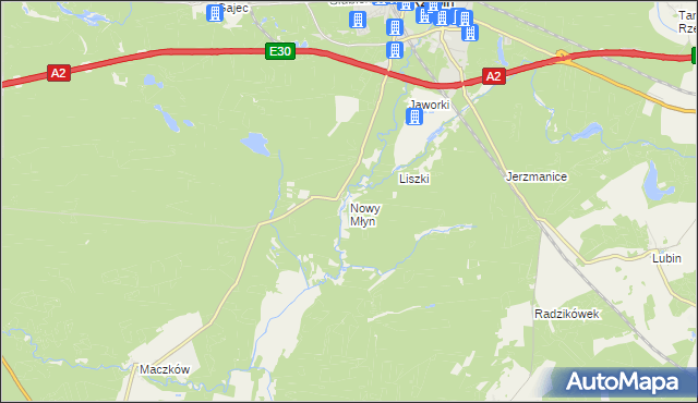 mapa Nowy Młyn gmina Rzepin, Nowy Młyn gmina Rzepin na mapie Targeo