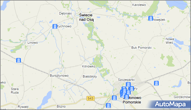 mapa Nowy Młyn gmina Świecie nad Osą, Nowy Młyn gmina Świecie nad Osą na mapie Targeo