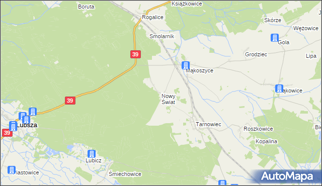 mapa Nowy Świat gmina Lubsza, Nowy Świat gmina Lubsza na mapie Targeo