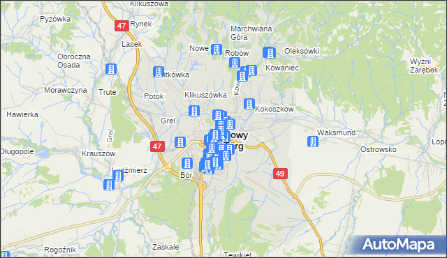 mapa Nowego Targu, Nowy Targ na mapie Targeo