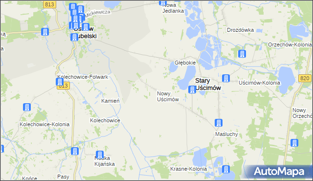 mapa Nowy Uścimów, Nowy Uścimów na mapie Targeo