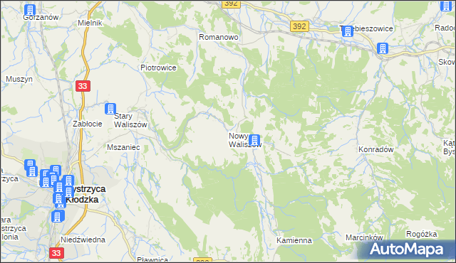 mapa Nowy Waliszów, Nowy Waliszów na mapie Targeo
