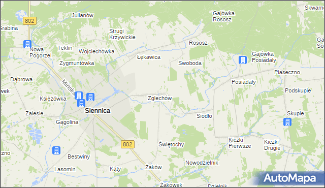 mapa Nowy Zglechów, Nowy Zglechów na mapie Targeo