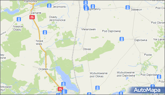 mapa Obkas, Obkas na mapie Targeo