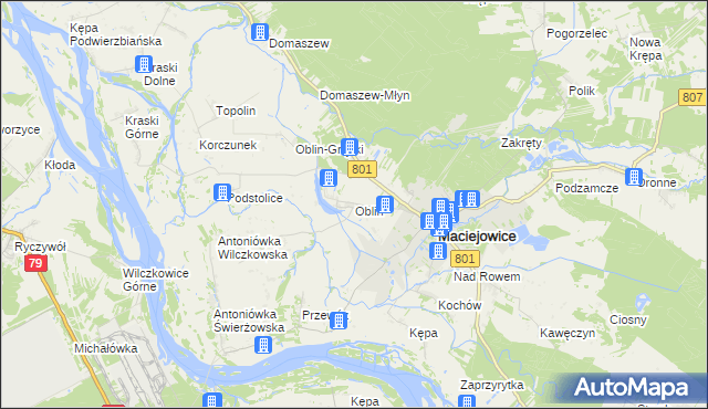 mapa Oblin, Oblin na mapie Targeo