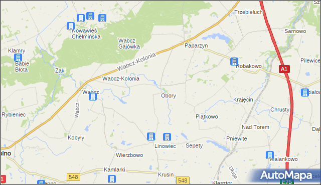 mapa Obory gmina Stolno, Obory gmina Stolno na mapie Targeo