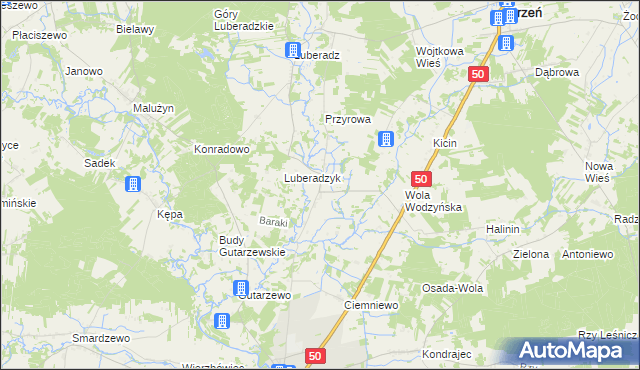 mapa Obrąb gmina Ojrzeń, Obrąb gmina Ojrzeń na mapie Targeo