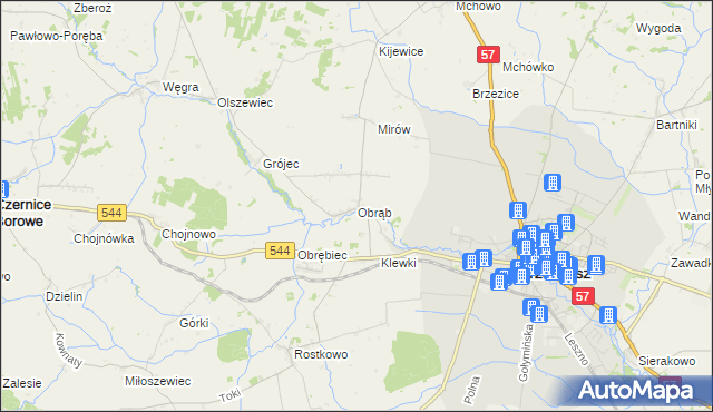mapa Obrąb gmina Przasnysz, Obrąb gmina Przasnysz na mapie Targeo