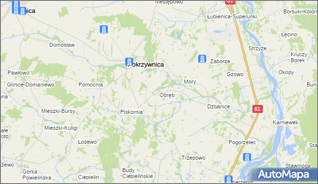 mapa Obręb gmina Pokrzywnica, Obręb gmina Pokrzywnica na mapie Targeo
