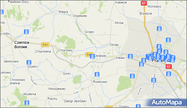 mapa Obrębiec, Obrębiec na mapie Targeo