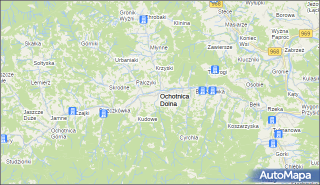 mapa Ochotnica Dolna, Ochotnica Dolna na mapie Targeo