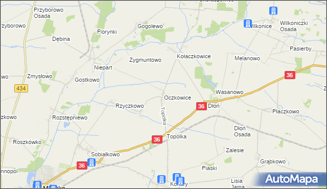 mapa Oczkowice, Oczkowice na mapie Targeo