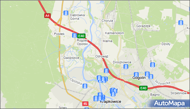 mapa Odrowąż gmina Gogolin, Odrowąż gmina Gogolin na mapie Targeo