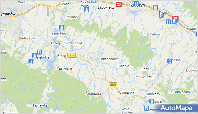 mapa Odrzechowa, Odrzechowa na mapie Targeo