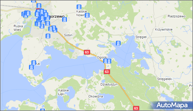 mapa Ogonki gmina Węgorzewo, Ogonki gmina Węgorzewo na mapie Targeo