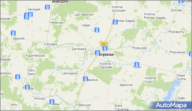 mapa Ogródek gmina Grębków, Ogródek gmina Grębków na mapie Targeo