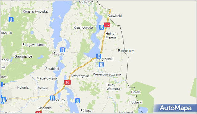 mapa Ogrodniki gmina Sejny, Ogrodniki gmina Sejny na mapie Targeo