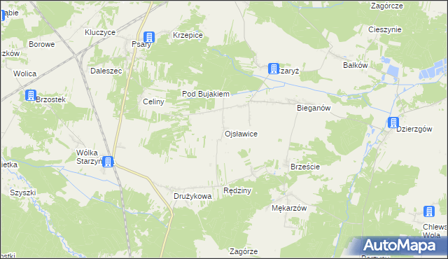 mapa Ojsławice, Ojsławice na mapie Targeo