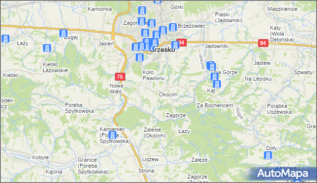 mapa Okocim, Okocim na mapie Targeo