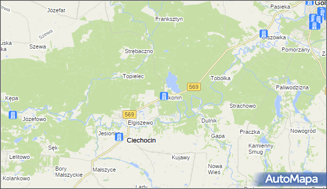 mapa Okonin gmina Ciechocin, Okonin gmina Ciechocin na mapie Targeo