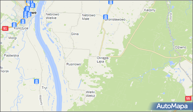 mapa Okrągła Łąka, Okrągła Łąka na mapie Targeo