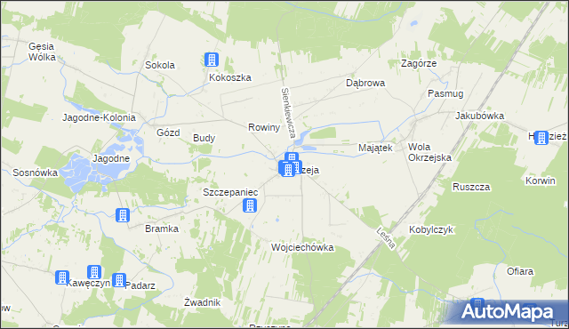 mapa Okrzeja, Okrzeja na mapie Targeo