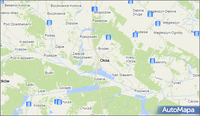 mapa Oksa, Oksa na mapie Targeo