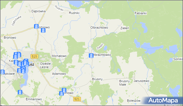 mapa Olbrachtówko, Olbrachtówko na mapie Targeo