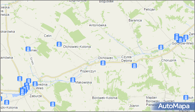 mapa Olchowiec gmina Żółkiewka, Olchowiec gmina Żółkiewka na mapie Targeo