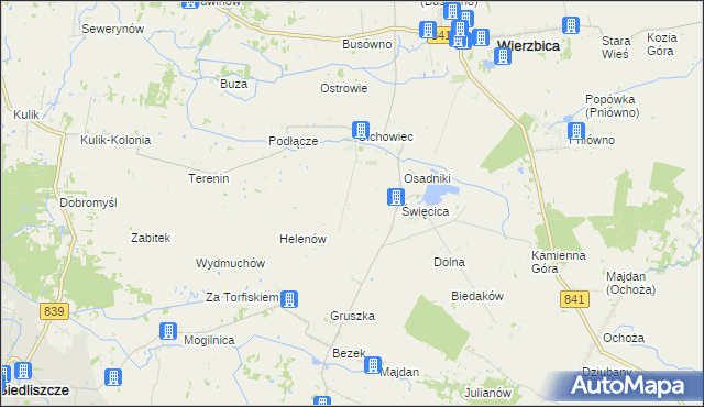 mapa Olchowiec-Kolonia gmina Wierzbica, Olchowiec-Kolonia gmina Wierzbica na mapie Targeo