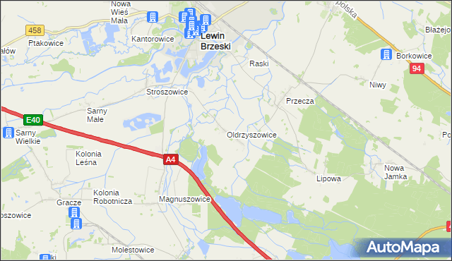 mapa Oldrzyszowice, Oldrzyszowice na mapie Targeo