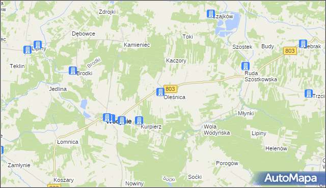 mapa Oleśnica gmina Wodynie, Oleśnica gmina Wodynie na mapie Targeo