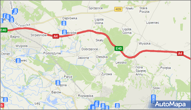 mapa Oleszka, Oleszka na mapie Targeo