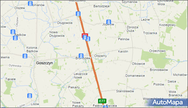 mapa Olszamy, Olszamy na mapie Targeo