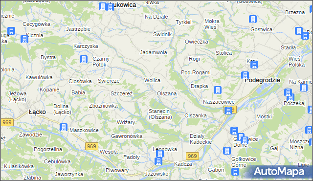 mapa Olszana, Olszana na mapie Targeo