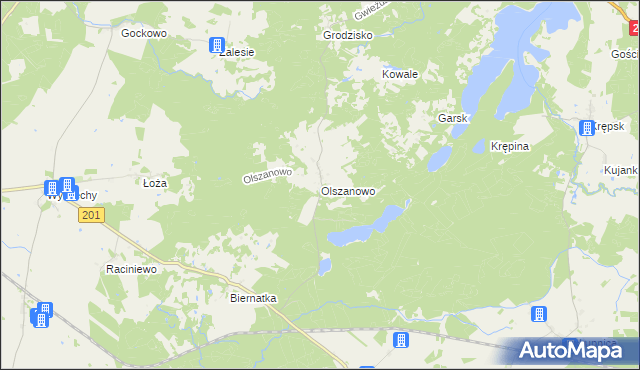 mapa Olszanowo, Olszanowo na mapie Targeo