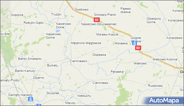 mapa Olszewka gmina Sońsk, Olszewka gmina Sońsk na mapie Targeo