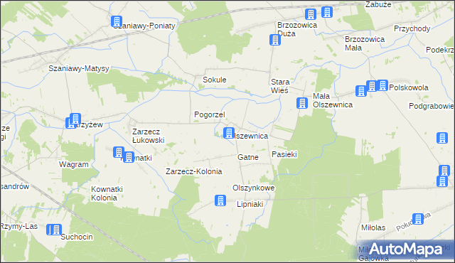 mapa Olszewnica gmina Kąkolewnica, Olszewnica gmina Kąkolewnica na mapie Targeo