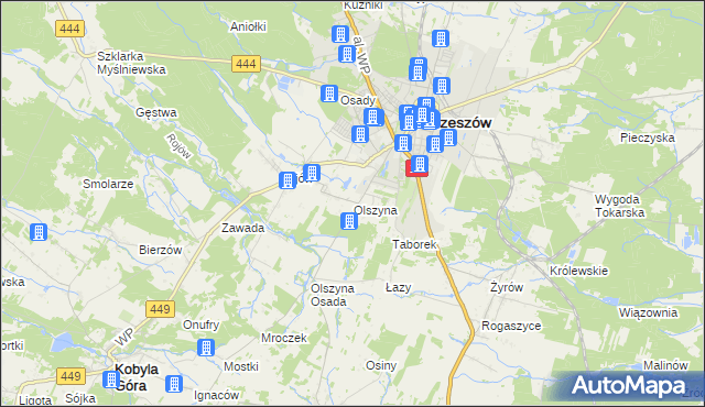 mapa Olszyna gmina Ostrzeszów, Olszyna gmina Ostrzeszów na mapie Targeo
