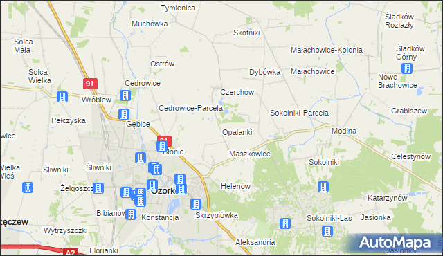 mapa Opalanki gmina Ozorków, Opalanki gmina Ozorków na mapie Targeo