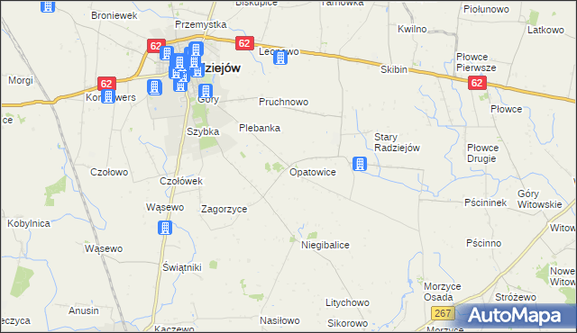 mapa Opatowice gmina Radziejów, Opatowice gmina Radziejów na mapie Targeo