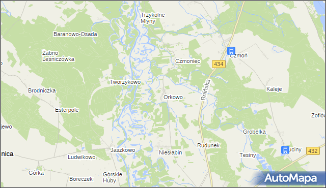 mapa Orkowo, Orkowo na mapie Targeo