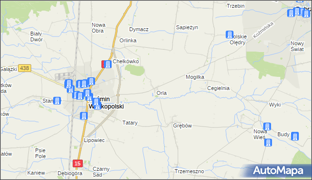mapa Orla gmina Koźmin Wielkopolski, Orla gmina Koźmin Wielkopolski na mapie Targeo
