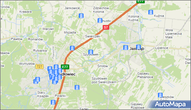 mapa Orłów gmina Jastrząb, Orłów gmina Jastrząb na mapie Targeo