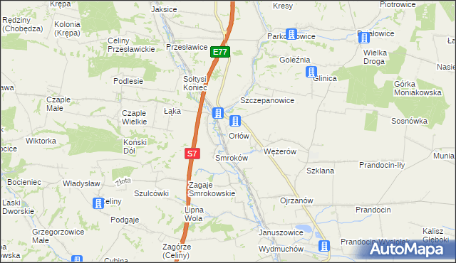 mapa Orłów gmina Słomniki, Orłów gmina Słomniki na mapie Targeo