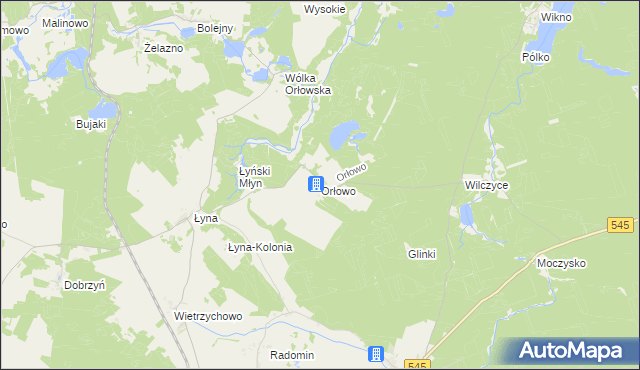 mapa Orłowo gmina Nidzica, Orłowo gmina Nidzica na mapie Targeo