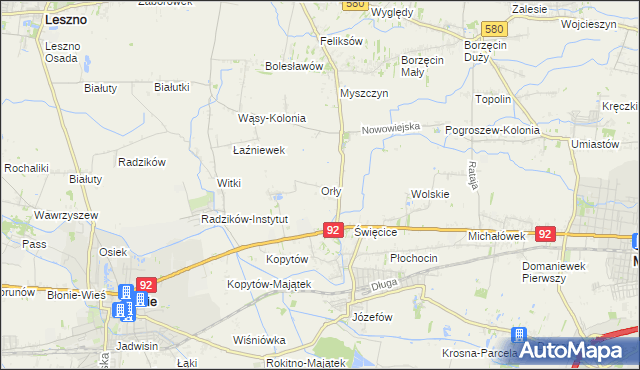 mapa Orły gmina Ożarów Mazowiecki, Orły gmina Ożarów Mazowiecki na mapie Targeo