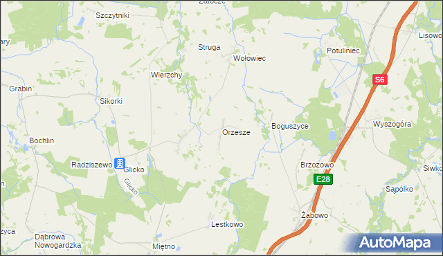 mapa Orzesze gmina Nowogard, Orzesze gmina Nowogard na mapie Targeo